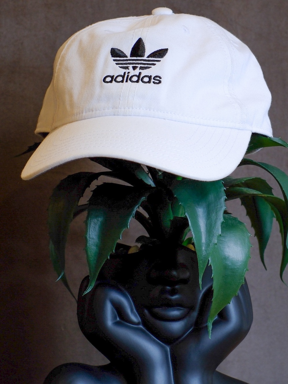 adidas White Baseball Cap with Black Trefoil Logo